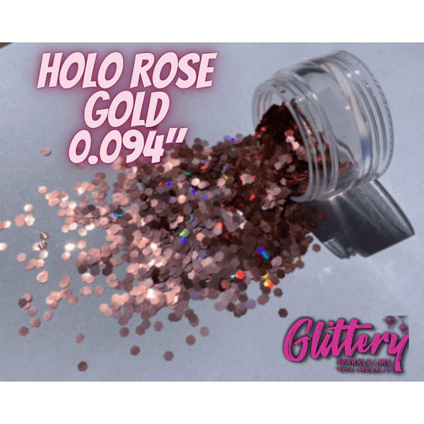 Holo Rose Gold Cosmetic Grade Chunky Glitter .094", Festival, Rave, Nail, Soap, Slime