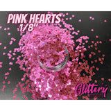 Pink Hearts Glitter Cosmetic Grade Chunky Glitter 1/8", tumbler glitter, glitter makeup, glitter for resin, glitter for slime, nails