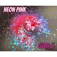 Neon Pink Cosmetic Grade Chunky Glitter .94", tumbler glitter, glitter makeup, resin glitter, slime, diy glitter