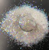 Iridescent White Glitter | Cosmetic Grade Chunky Glitter | Solvent Resistant | .062 hex | For Face Body Hair | Tumbler Glitter