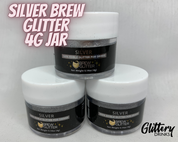 Silver Food Grade Edible Brew Glitter 4g Jar