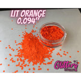 Lit Orange Face and body UV Glitter, Lit Orange .094" Chunky, blacklight reactive, makeup, slime, resin, tumbler, diy glitter