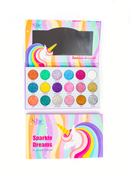 S.he Makeup Sparkle Dreams 18 Color Pressed Glitter Shadow Palette